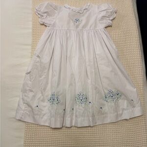 White Floral Embroidered Girls Dress